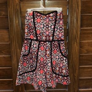 strapless floral romper